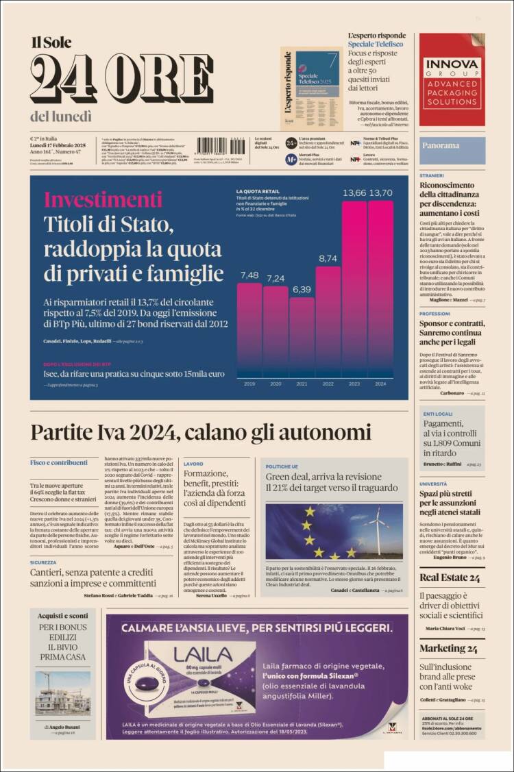 Portada de Il Sole 24 ORE (Italy)