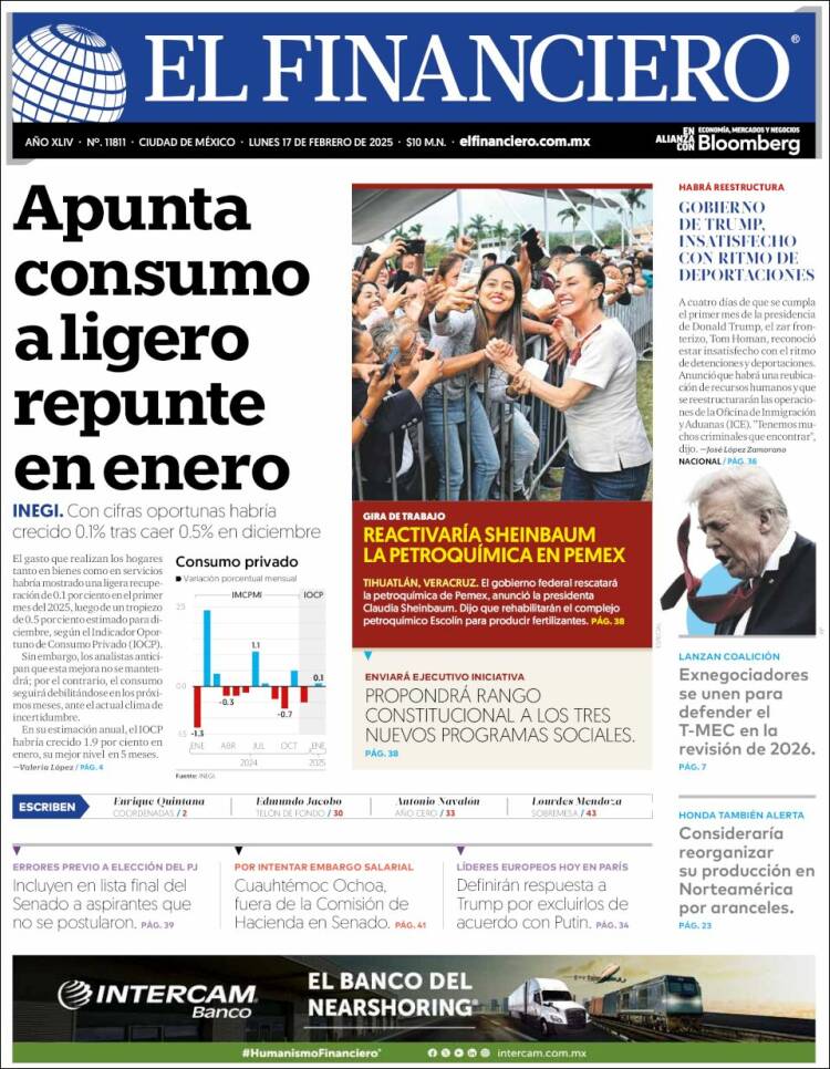 Portada de El Financiero (Mexico)