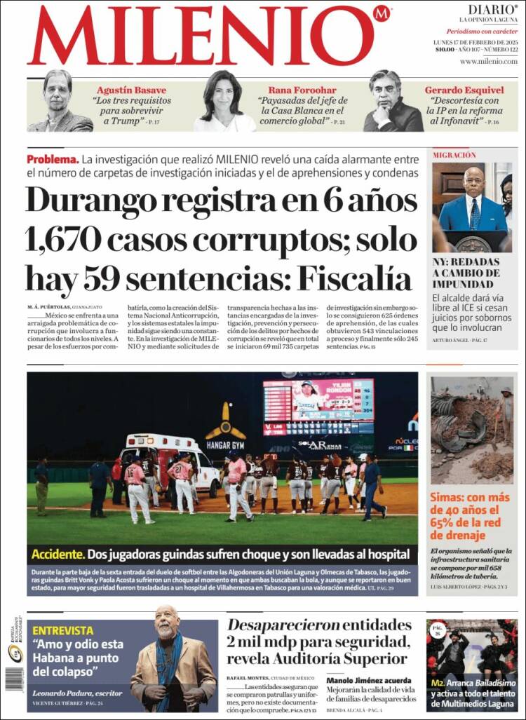 Portada de Milenio - Laguna (México)