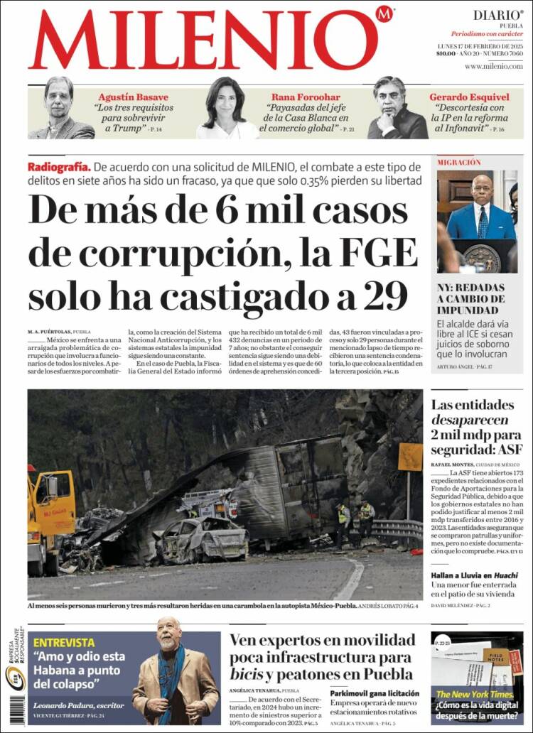 Portada de Milenio de Puebla (Mexico)