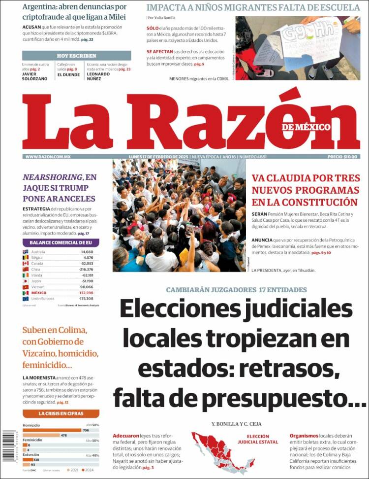 Portada de La Razón (Mexico)