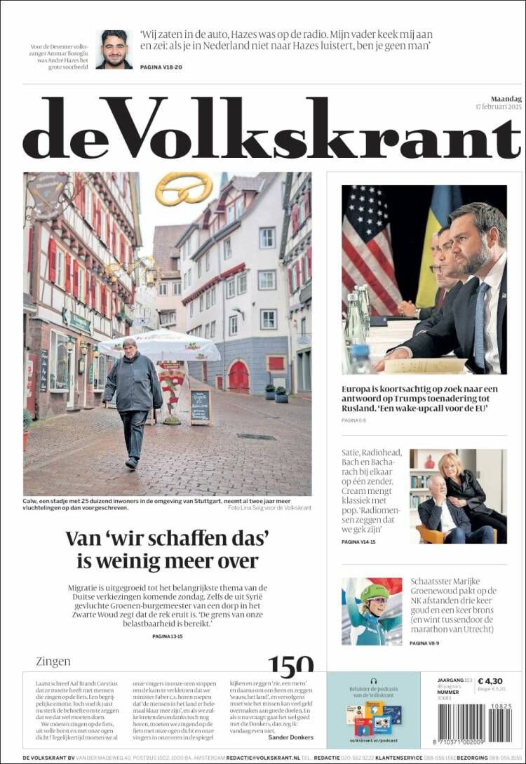 Portada de De Volkskrant (Netherlands)