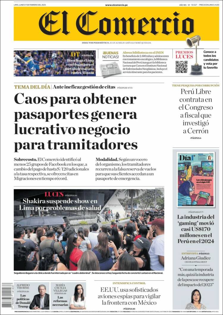 Portada de El Comercio (Perú)