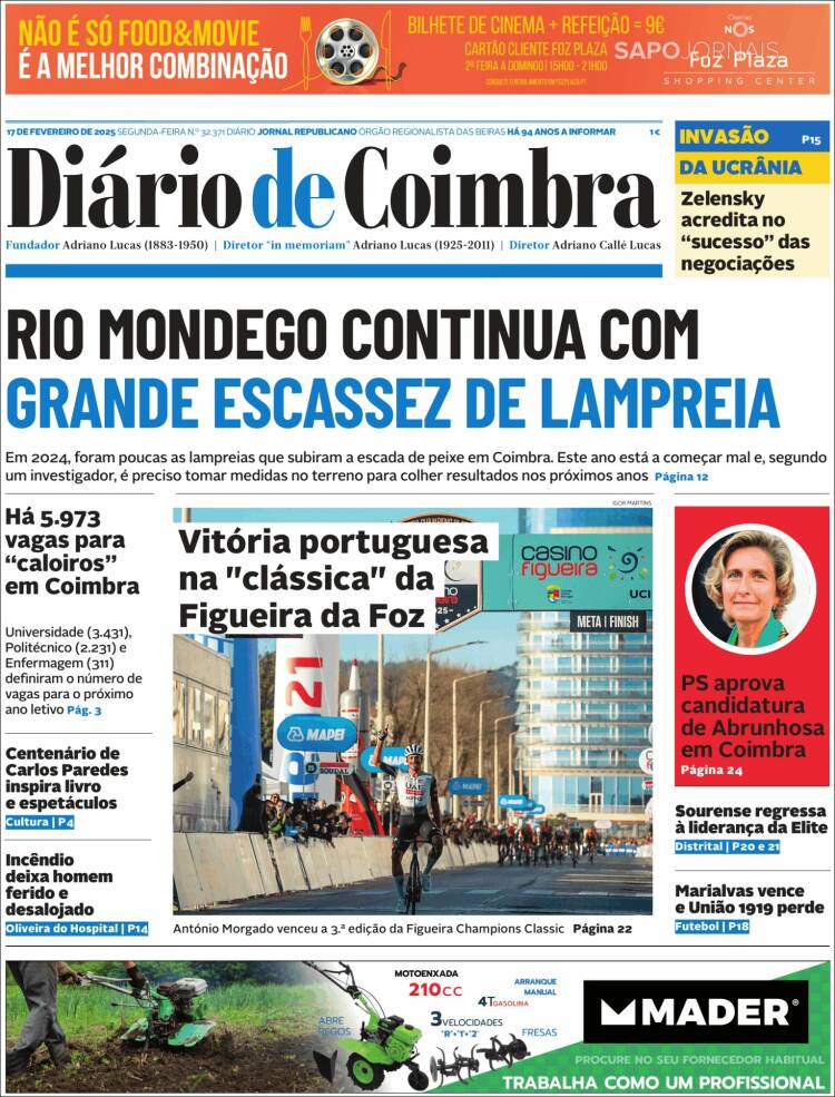 Portada de Diário de Coimbra (Portugal)