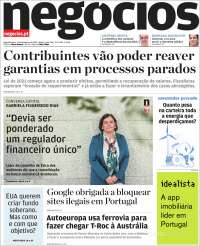 Portada de Jornal de Negócios (Portugal)