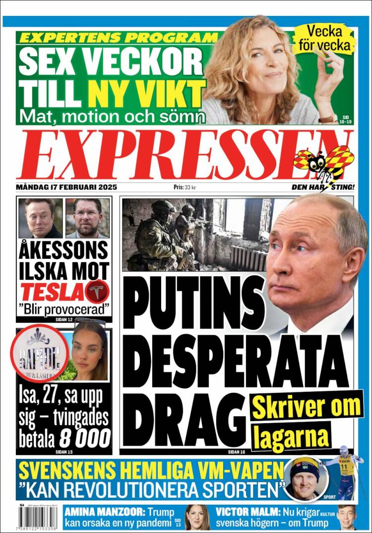 Portada de Expressen (Suecia)