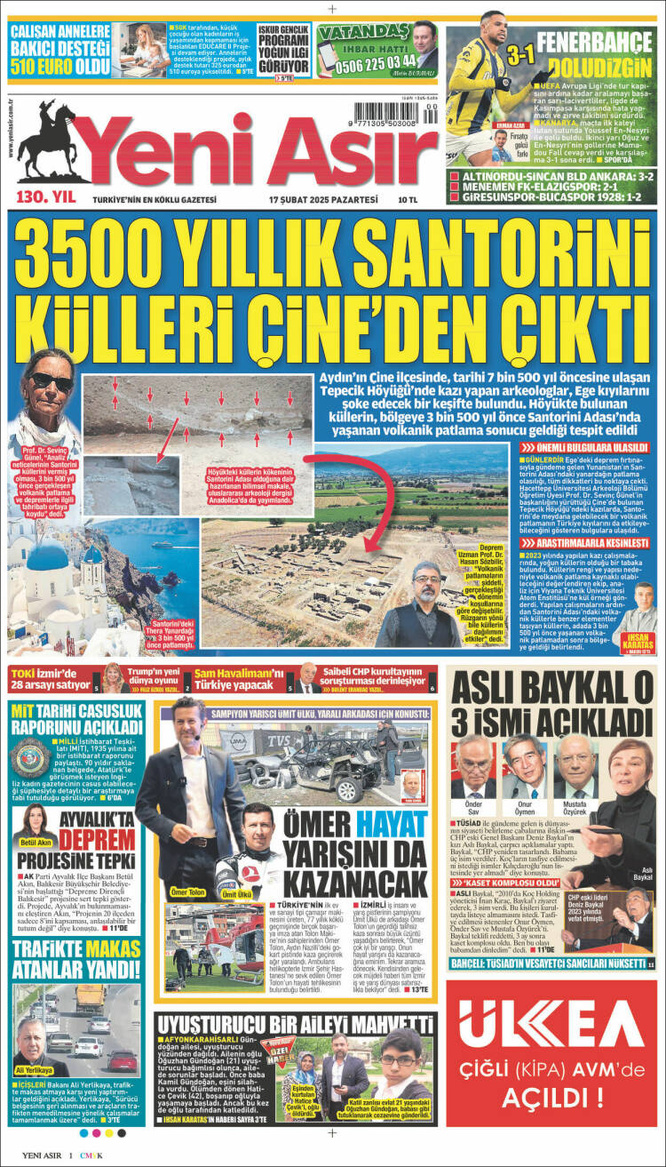 Portada de Yeni Asır (Turquía)