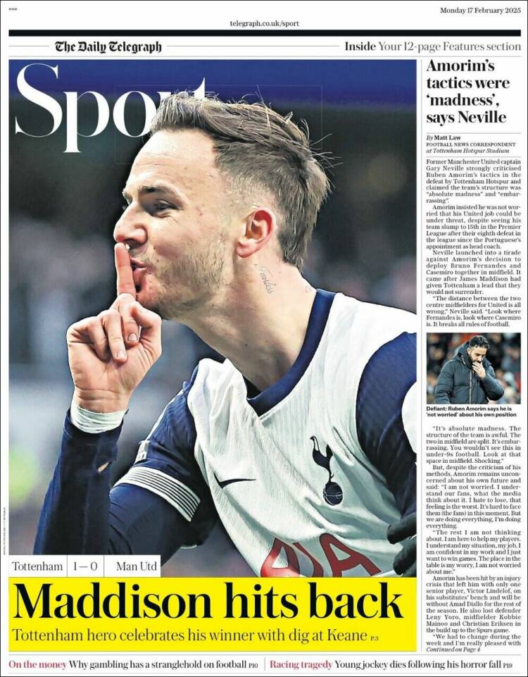 Portada de Telegraph Sport (Reino Unido)