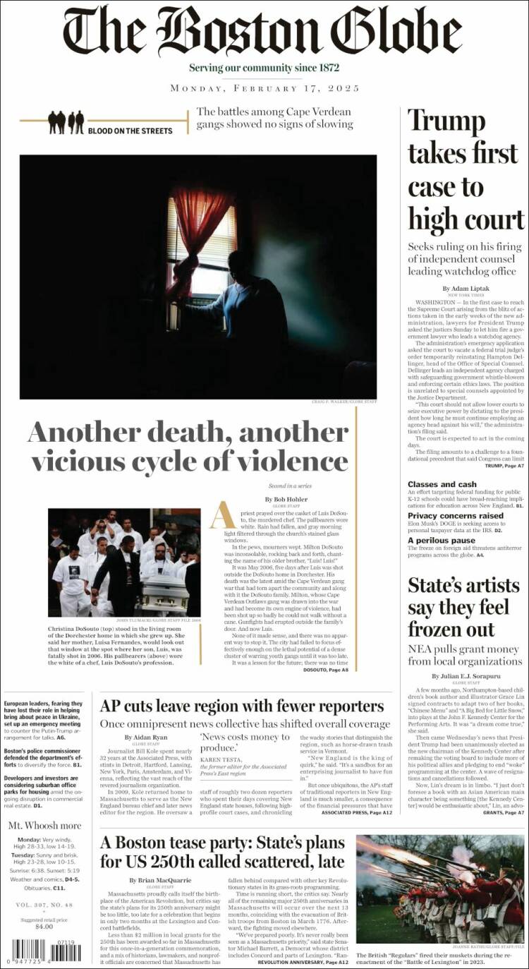 Portada de Boston Globe (USA)