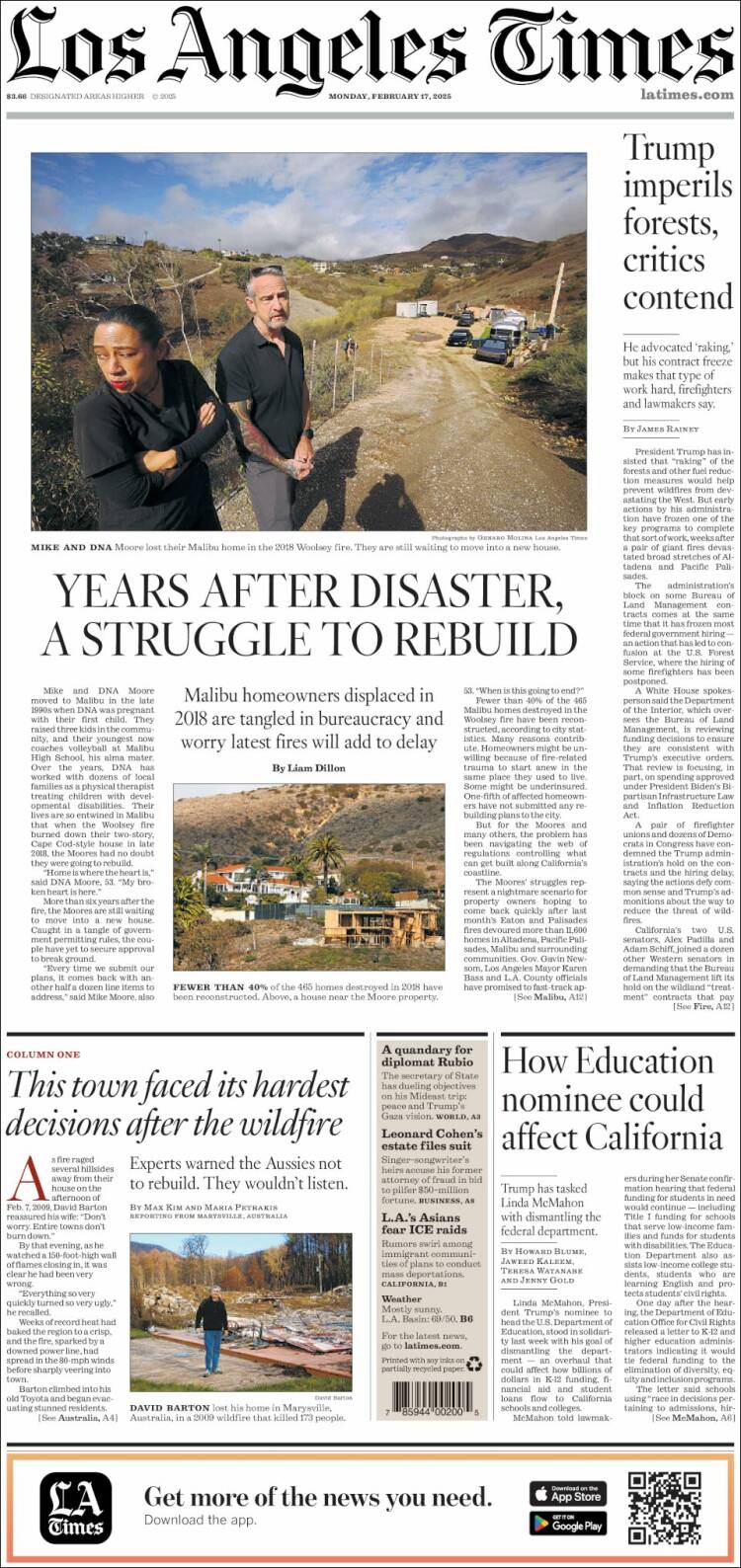 Portada de Los Angeles Times (USA)