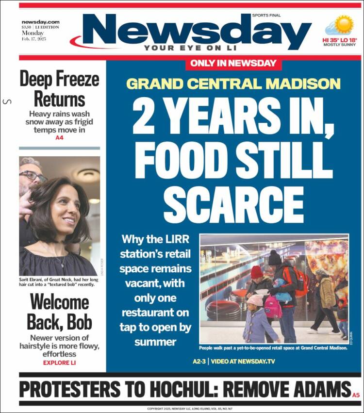 Portada de Newsday (USA)