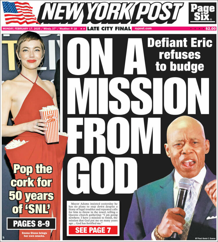 Portada de New York Post (USA)