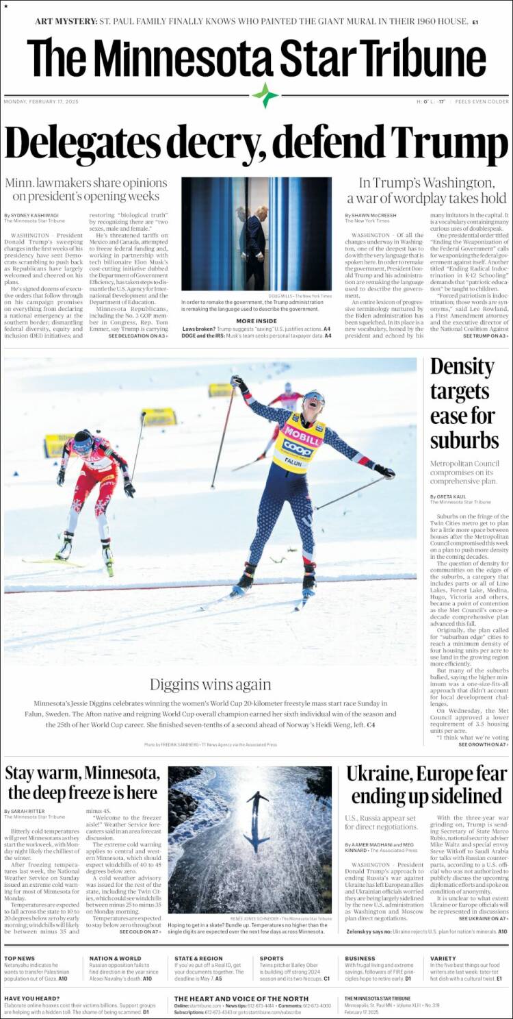 Portada de Star Tribune (USA)