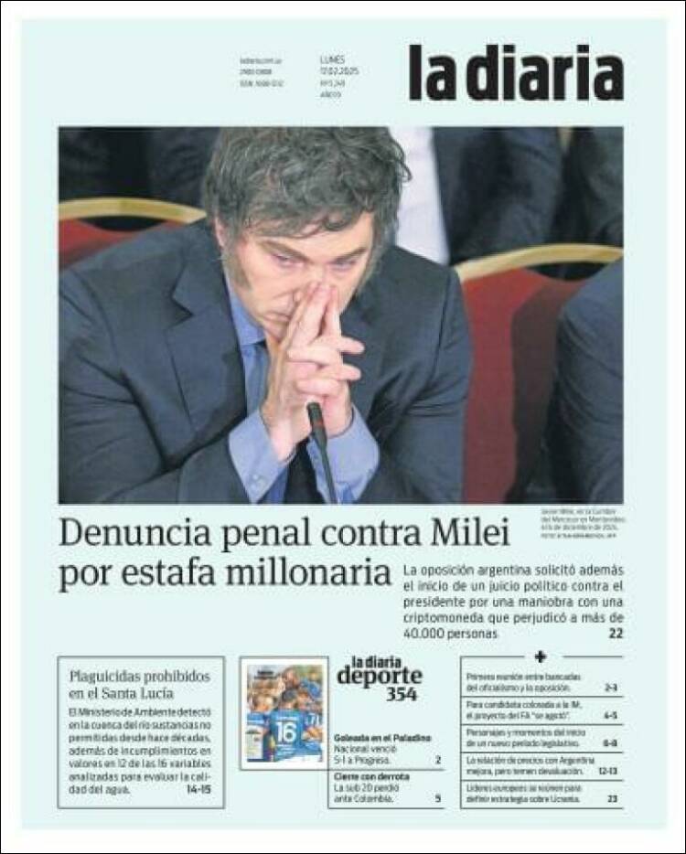 Portada de La Diaria (Uruguay)