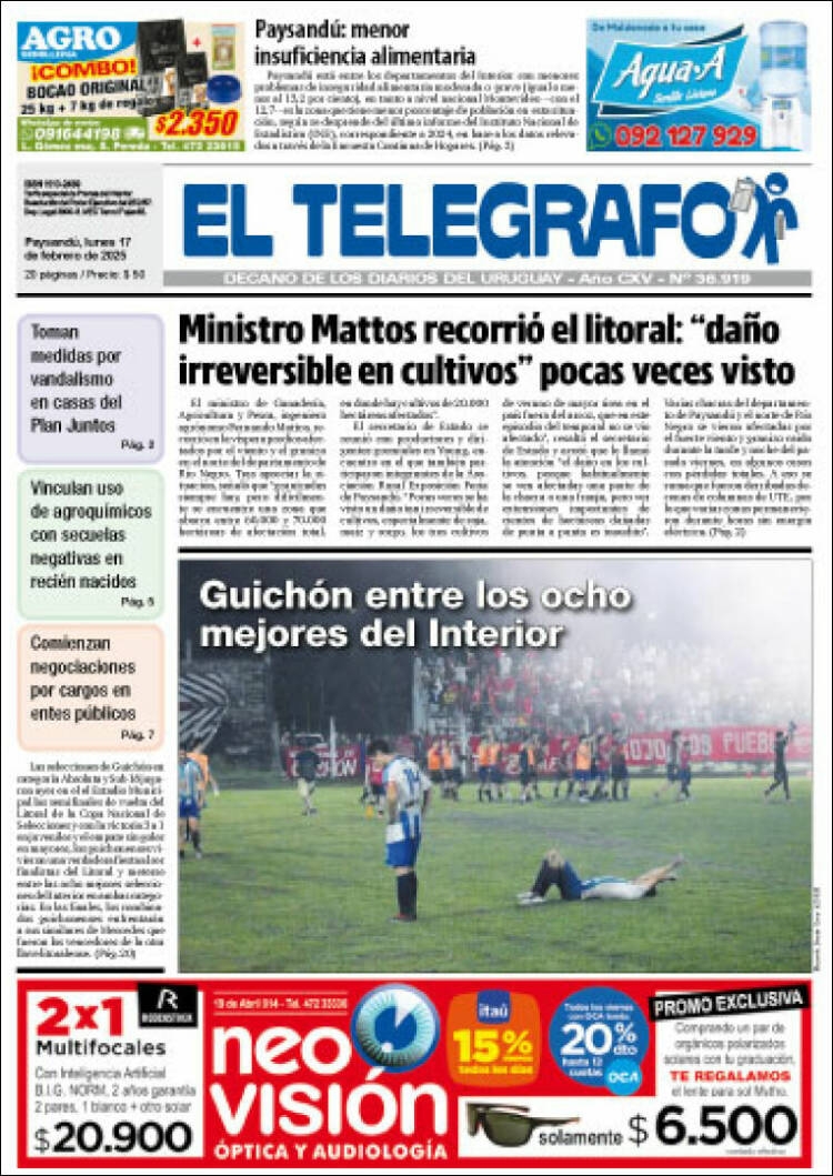 Portada de El Telégrafo (Uruguay)