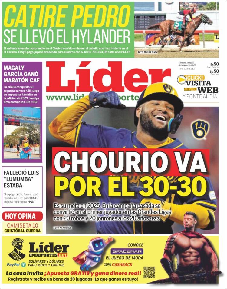 Portada de Lider en deportes (Venezuela)