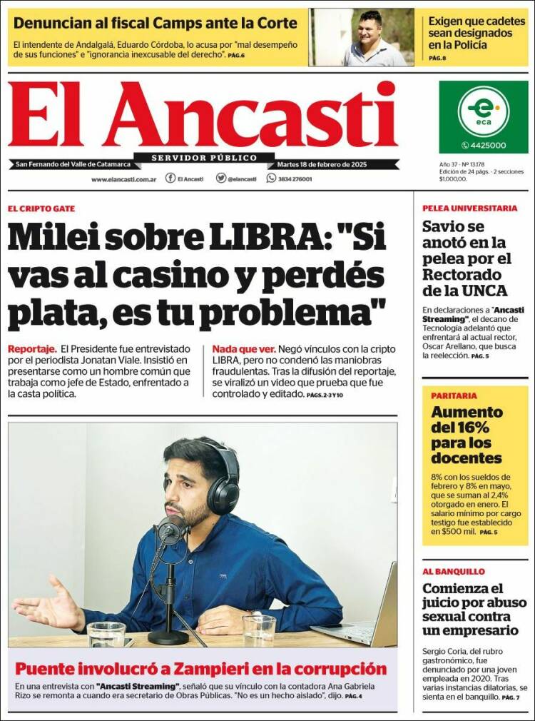 Portada de El Ancasti (Argentina)