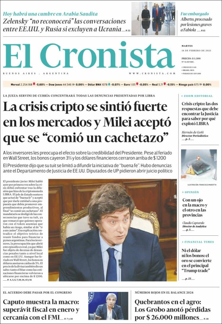 Portada de El Cronista Comercial (Argentina)