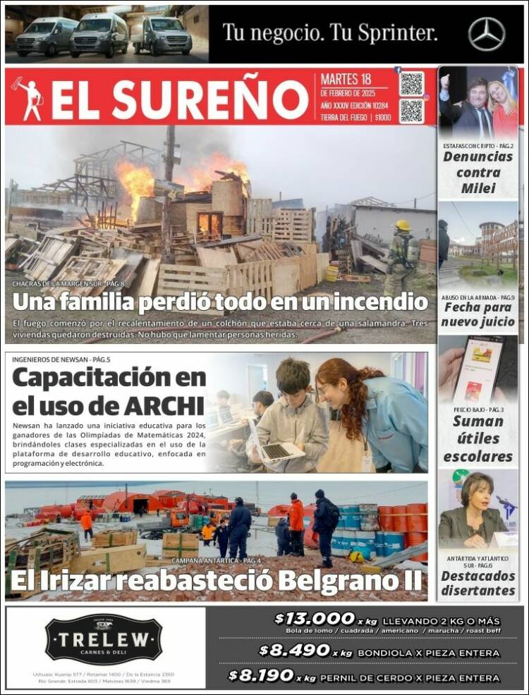 Portada de Diario El Sureño (Argentina)