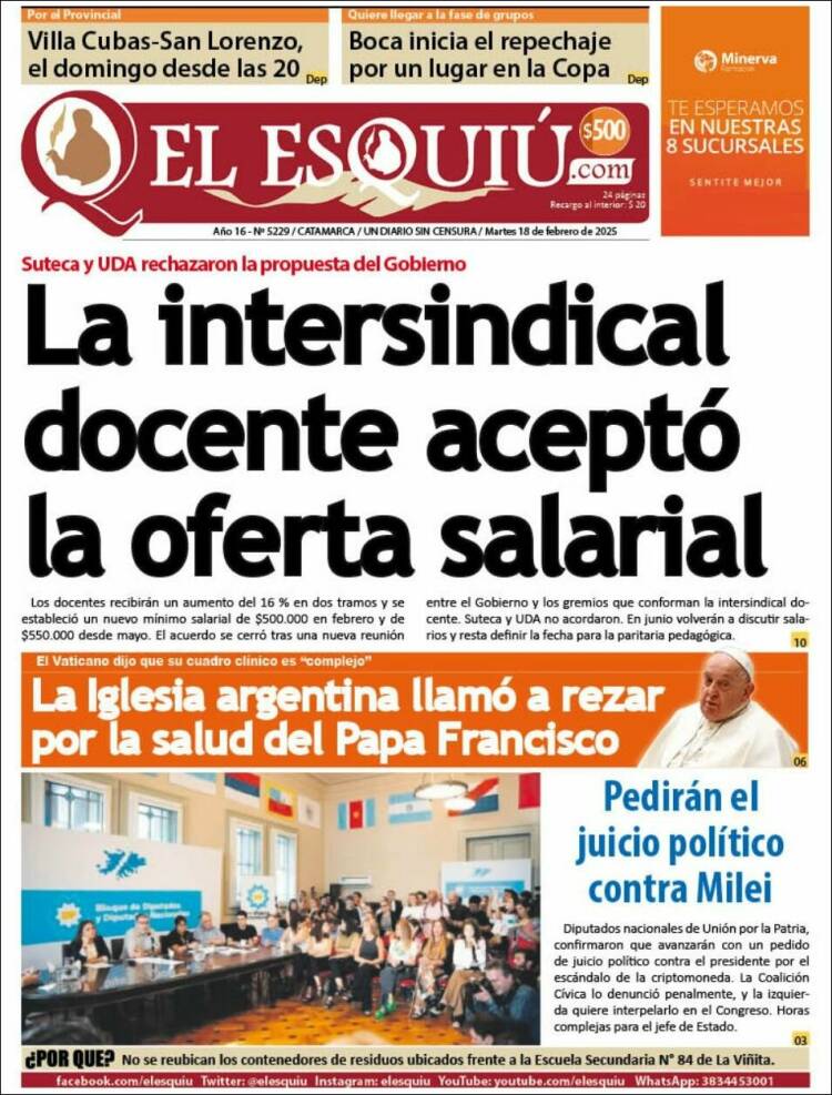 Portada de El Esquiu (Argentina)