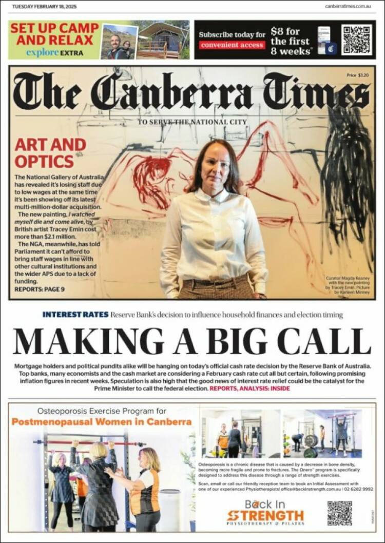 Portada de The Canberra Times (Australia)