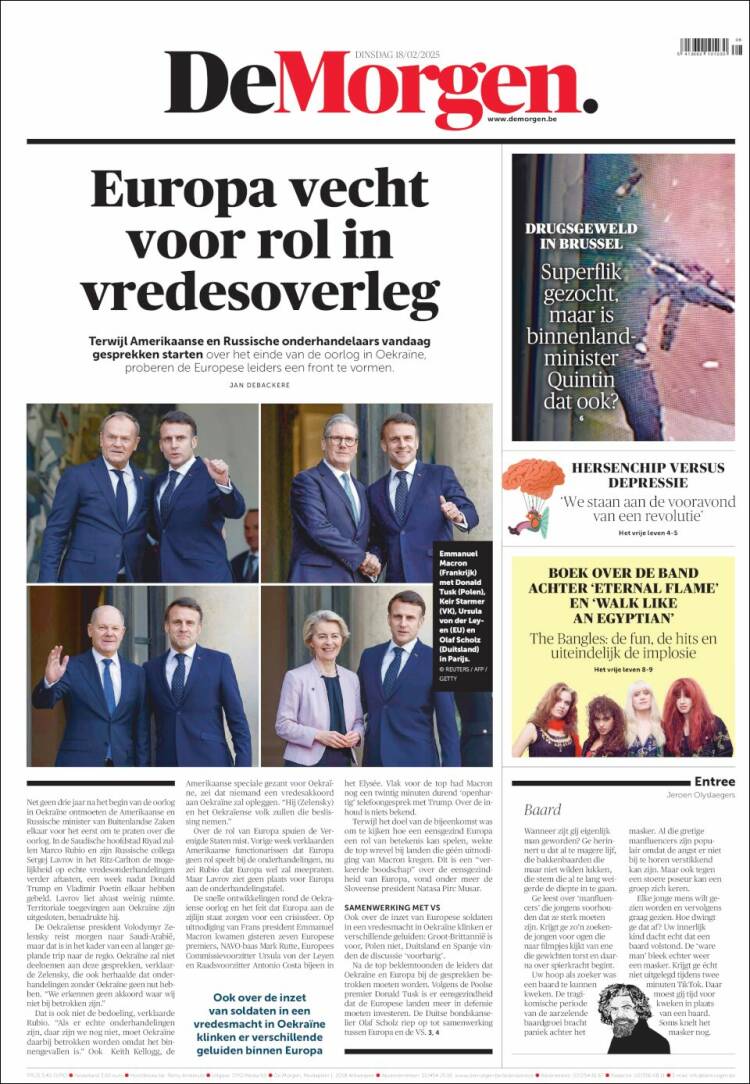 Portada de De Morgen (Belgium)