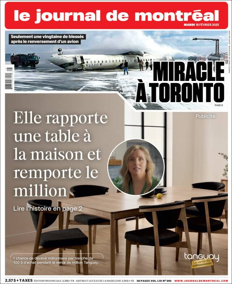 Portada de Le Journal de Montréal (Canada)