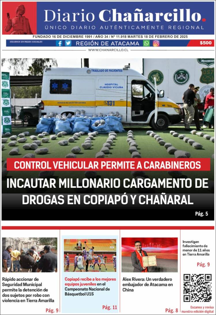 Portada de Diario Chañarcillo (Chile)