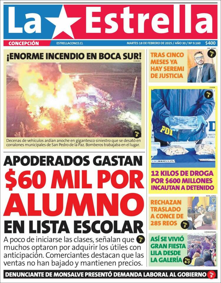 Portada de La Estrella de Concepción (Chile)