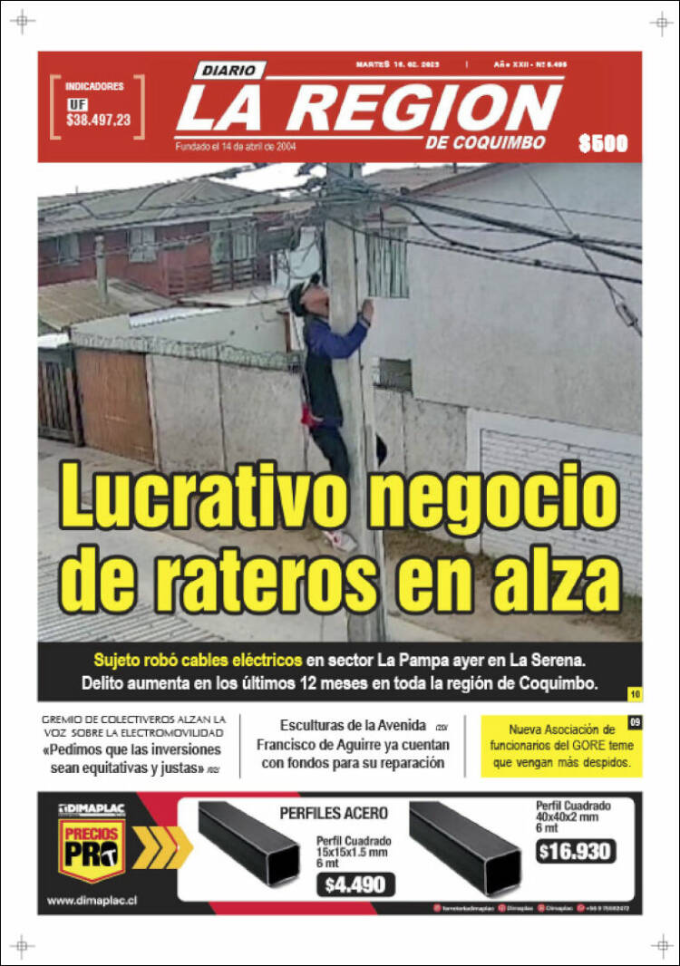 Portada de Diario La Región de Coquimbo (Chile)