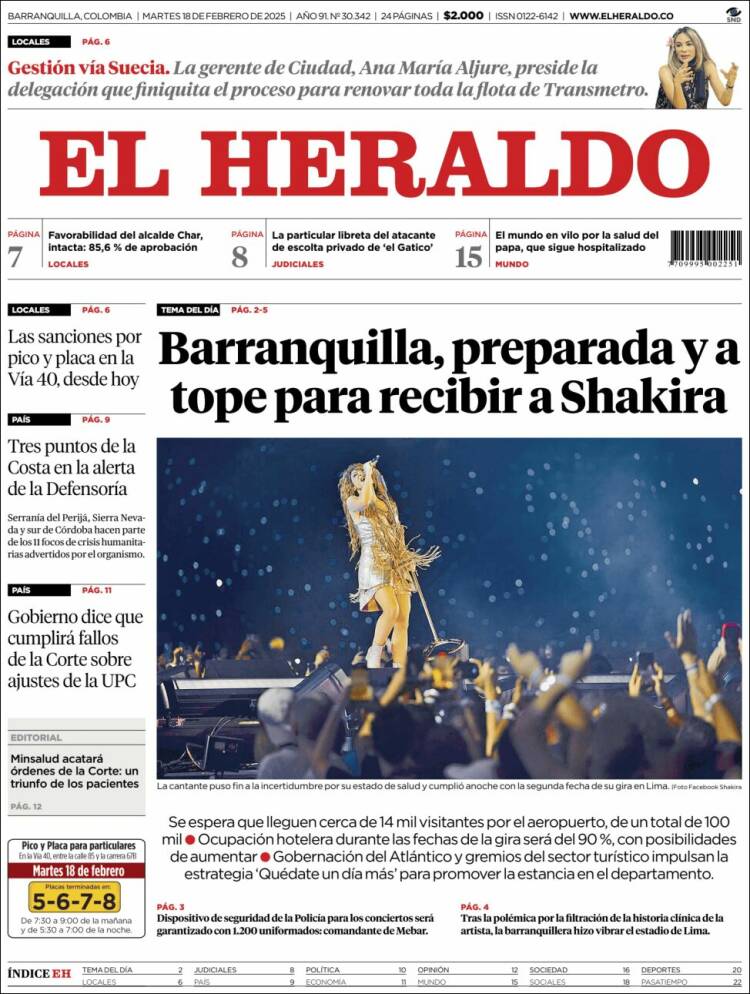 Portada de El Heraldo (Colombia)