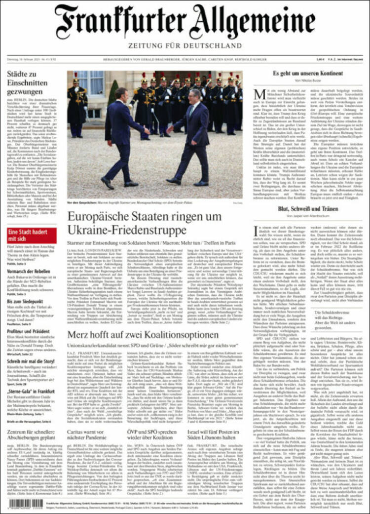 Portada de Frankfurter Allgemeine (Alemania)