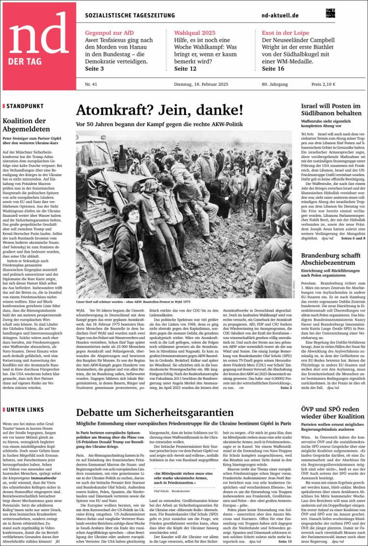 Portada de Neues Deutschland (Germany)