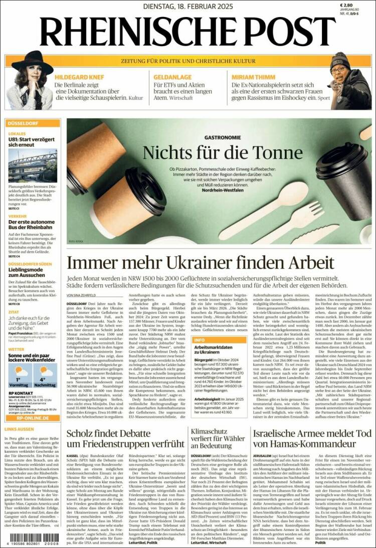 Portada de Rheinische Post (Alemania)