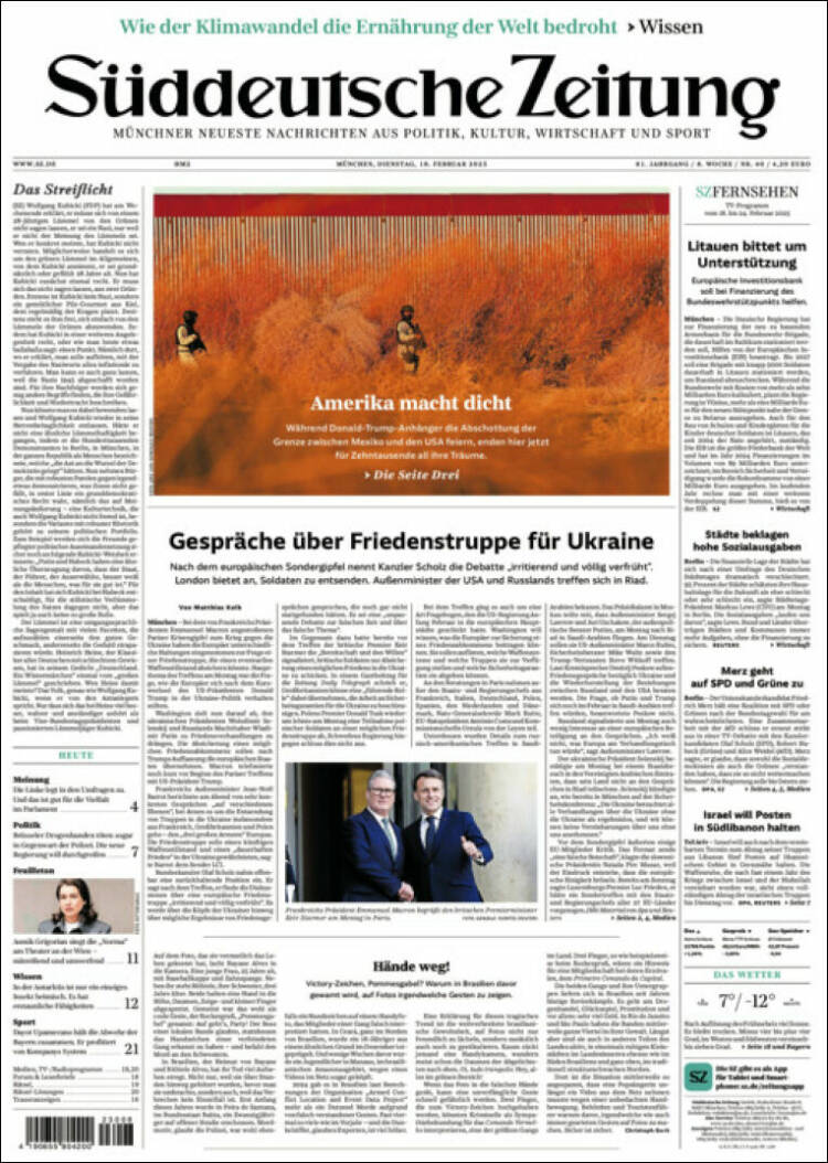 Portada de Sueddeutsche (Alemania)