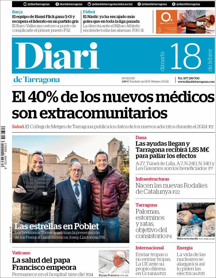 Portada de Diari de Tarragona (Spain)