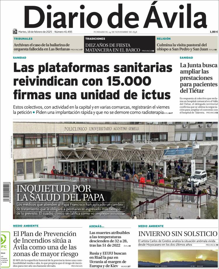 Portada de Diario de Ávila (España)