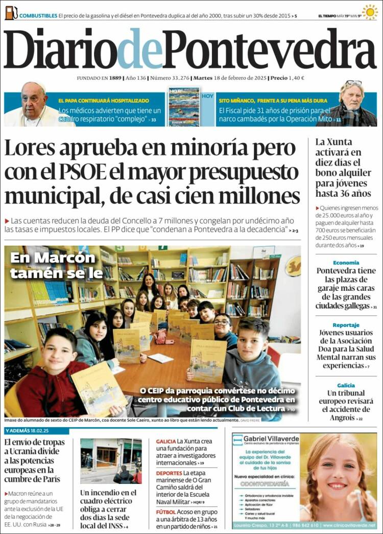 Portada de Diario de Pontevedra (Spain)