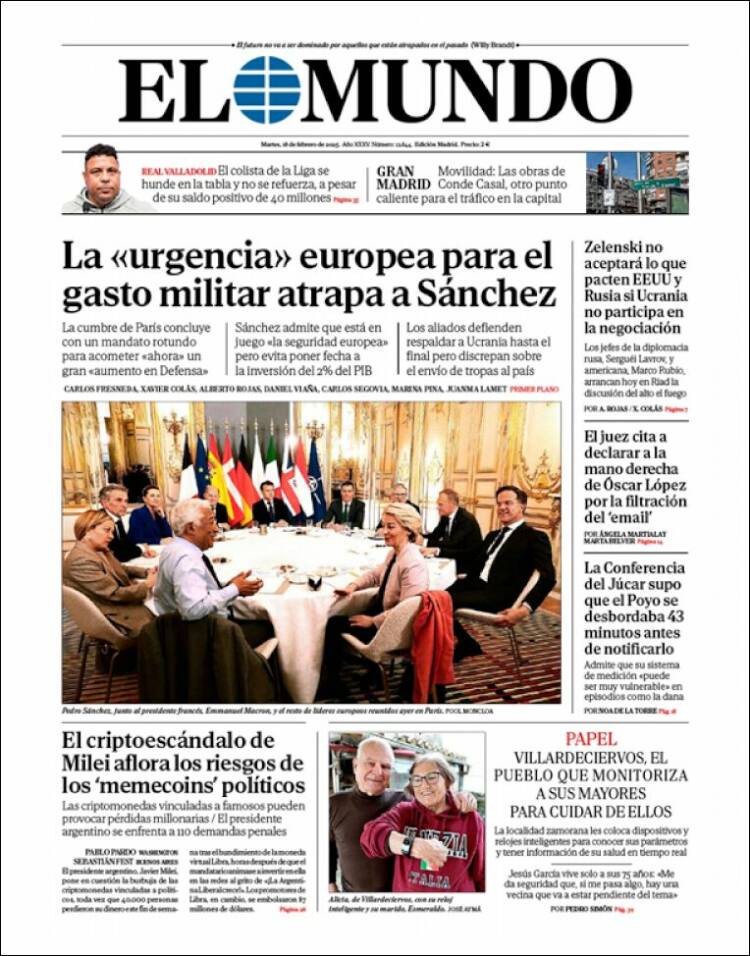 Portada de El Mundo (España)