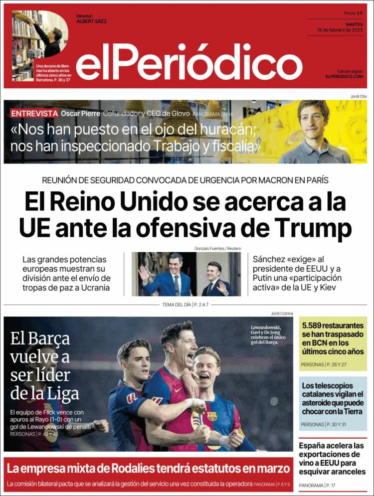 Portada de El Periódico (España)