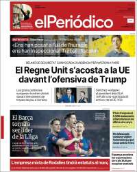 Portada de El Periódico de Catalunya (España)