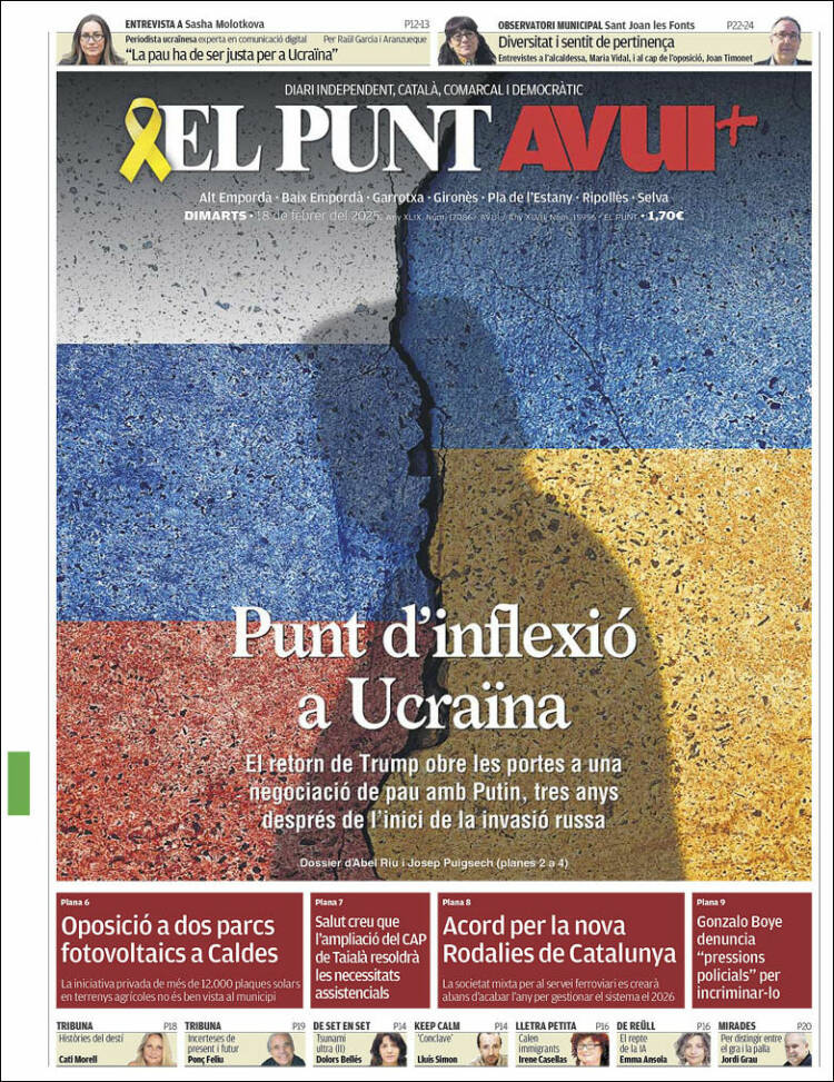 Portada de El Punt Avui - Girona (Spain)