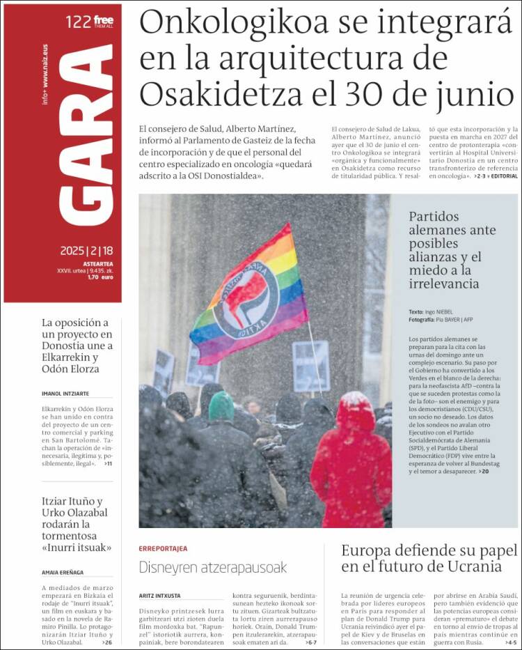 Portada de Gara (Spain)