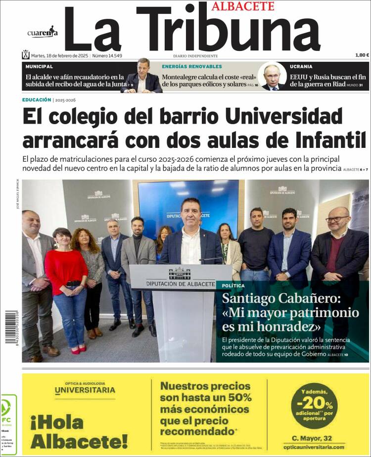 Portada de La Tribuna de Albacete (Spain)