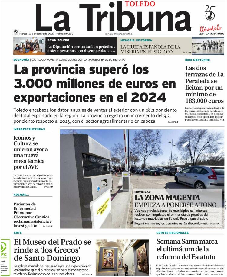 Portada de La Tribuna de Toledo (España)