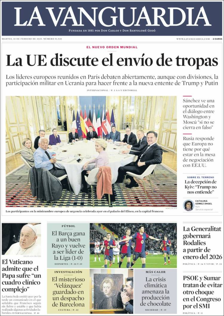 Portada de La Vanguardia (España)