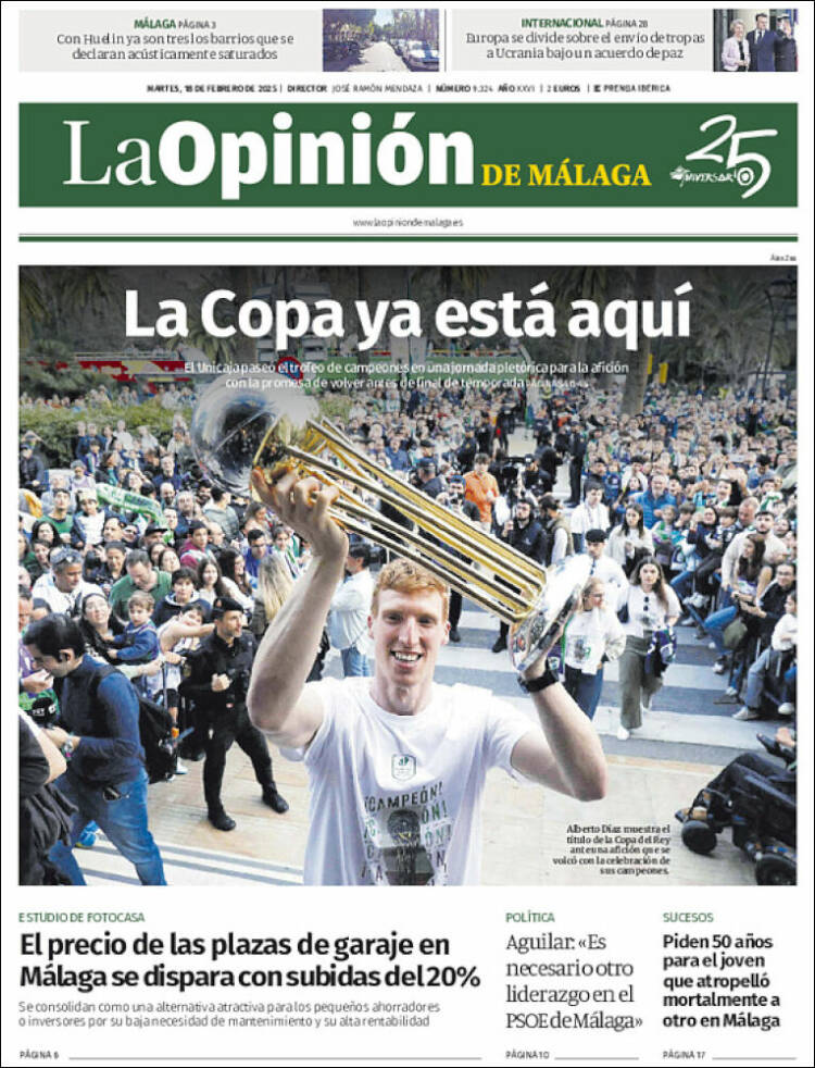 Portada de La Opinión de Málaga (España)