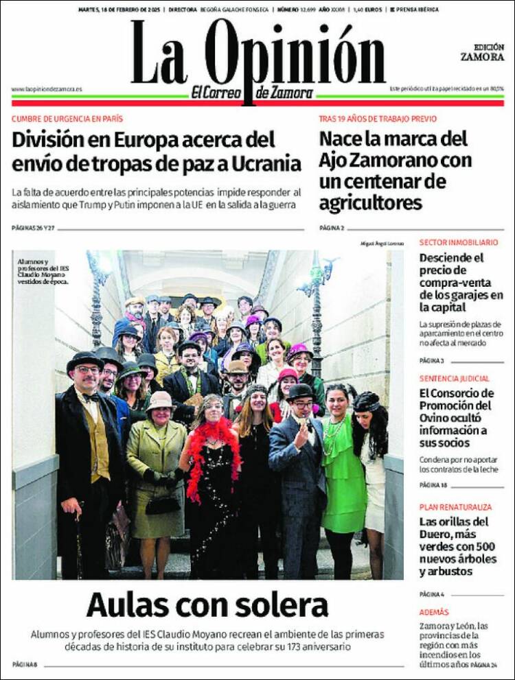 Portada de La Opinión - El Correo de Zamora (España)