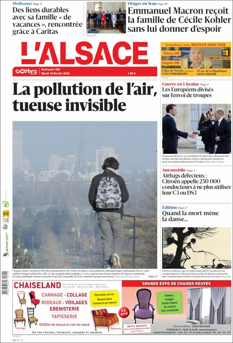 Portada de Journal L'Alsace (France)