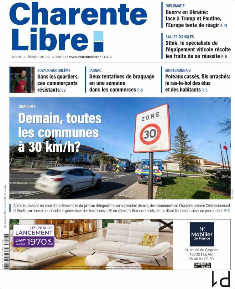 Portada de Charente Libre (Francia)